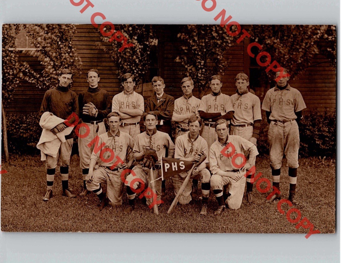 1910 Pittsfield High School Baseball Team Merrimack County New Hampshire NH RPPC