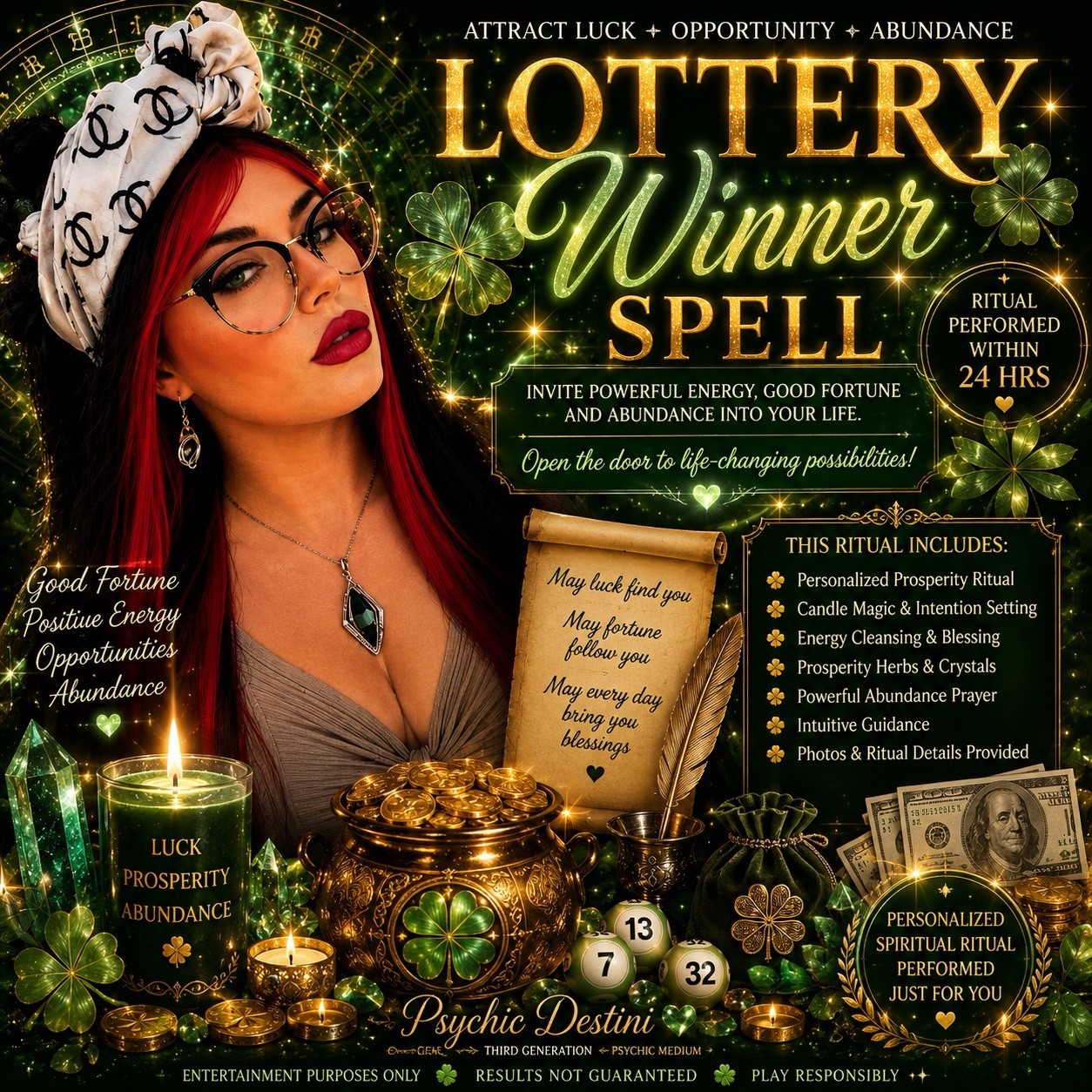 Ultra Lucky Lottery Winner Ritual Money Spell Jackpot Prosperity Big Winner 🍀