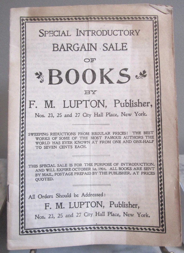 Antique 1903 Paper Catalogue Sale of Rare Books by FM Lupton Publishing 32 Page