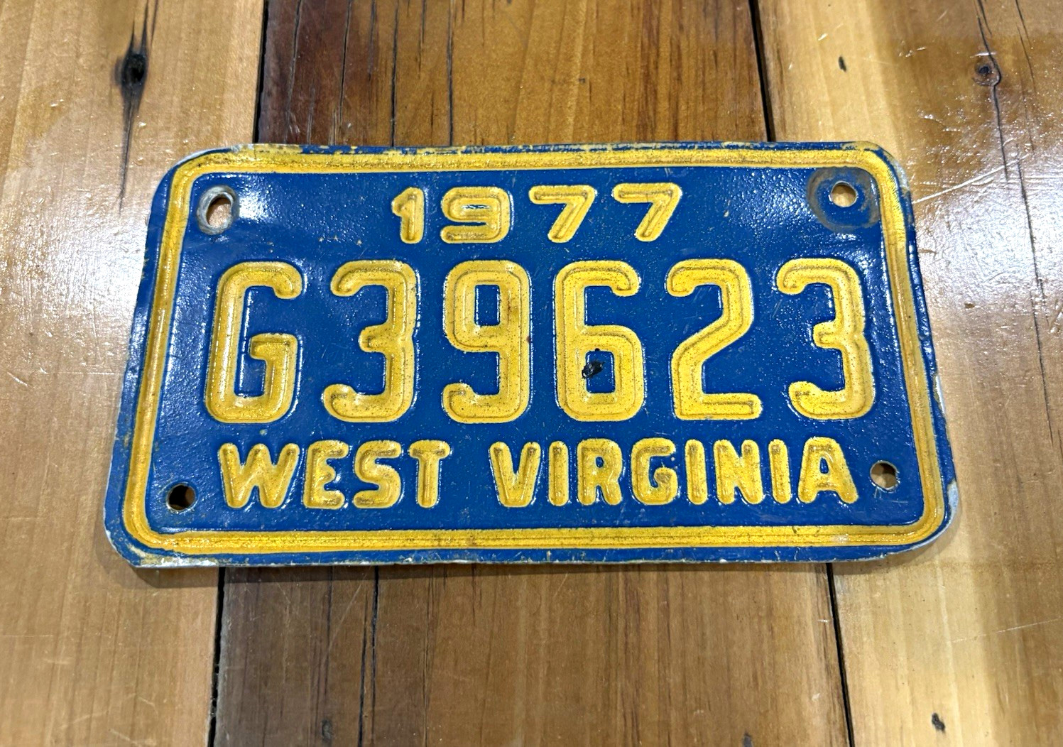 West Virginia 1977 License Plate Tag G39623 West Virginia State Plate