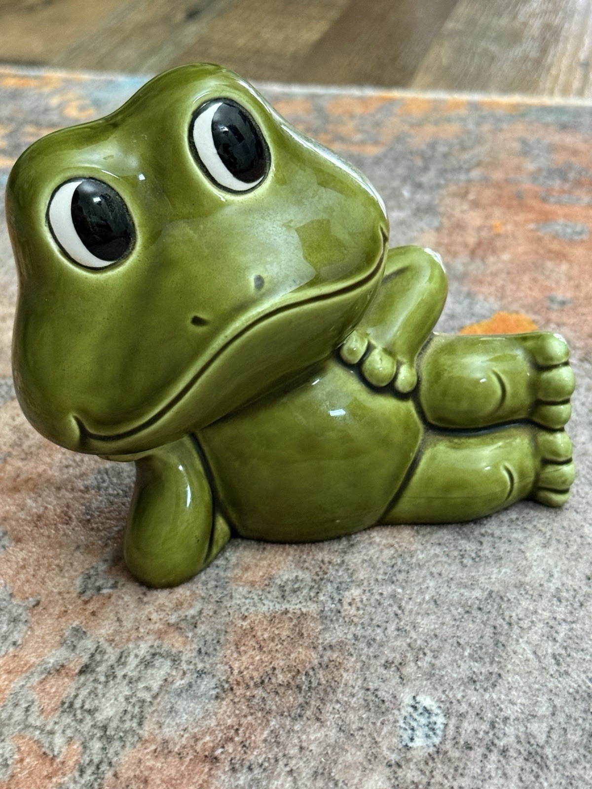 VTG 1970’s | Neil The Frog | GREEN | Ceramic | Piggy Bank | Coin Bank