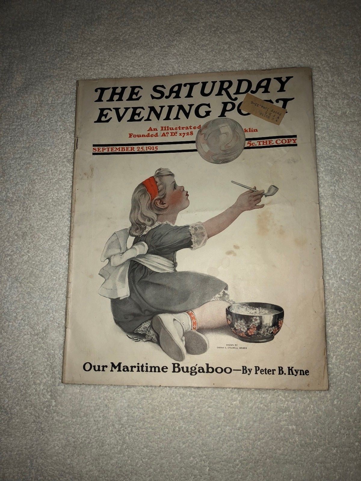  Saturday Evening Post Magazine September 25 1915 ILLUSTRATED COVER Advertising 