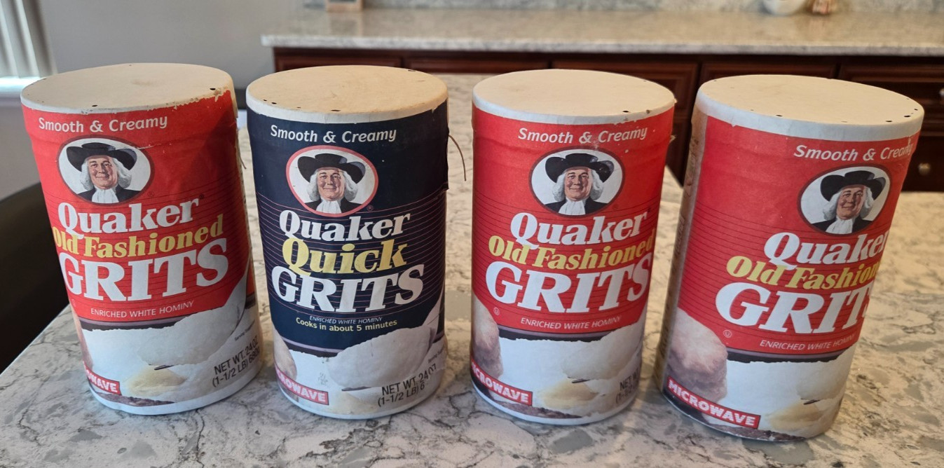 Vintage Quaker Oats Grits 24 oz Cardboard Container NOS Unopened Sealed Lot of 4