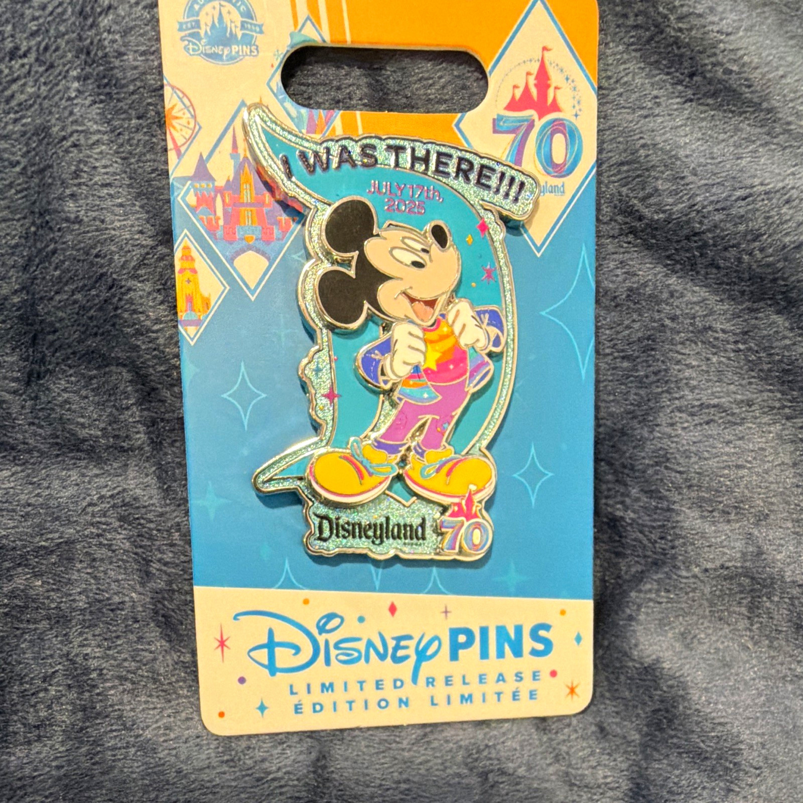 Disney Disneyland 70th Anniversary Mickey Mouse Glitter Limited Release Pin 2025