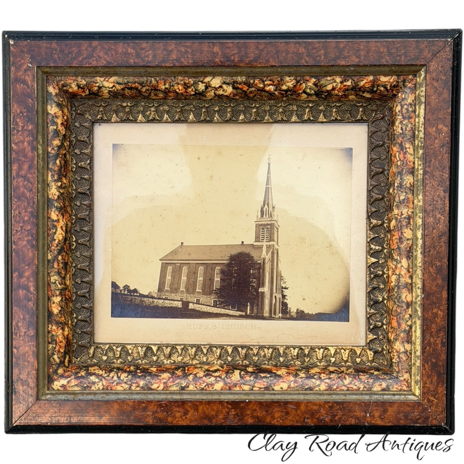 Antique Victorian FAUX tortoise frame Huffs Church berks county pa 1880