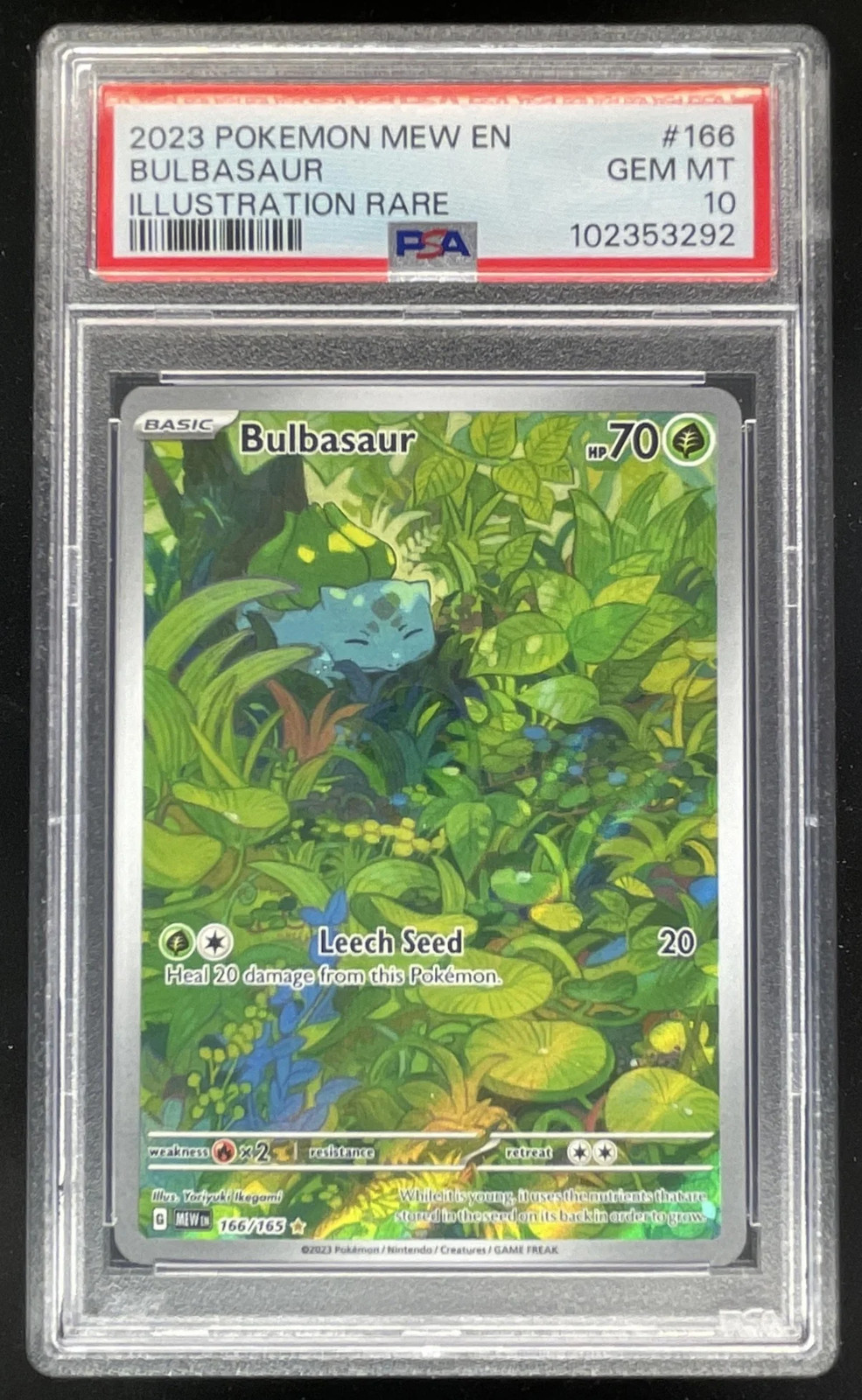2023 Pokemon SV 151 #166/165 Bulbasaur Illustration Rare PSA 10