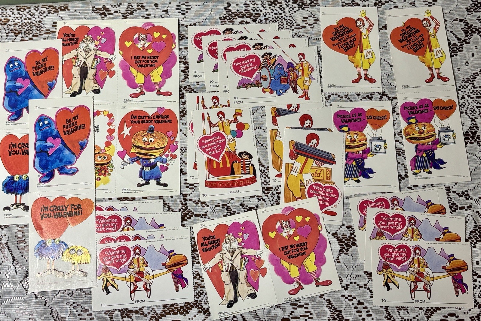 1974/75 McDonald\'s Valentine Cards VTG Lot Paper Ephemera Uncut New Unwritten On