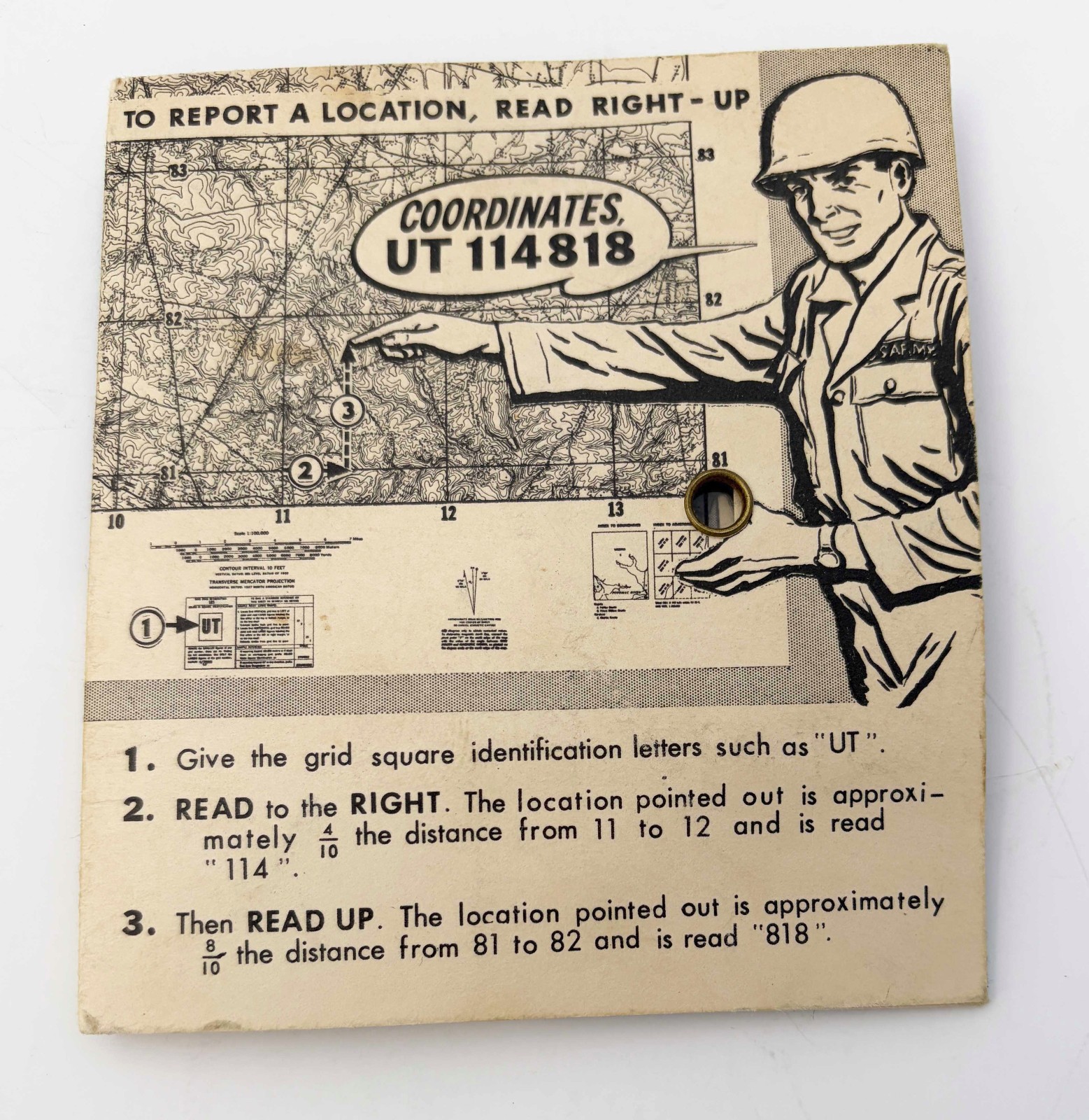 Vintage 1956 US Army Compass Guide / Compass Orientation Field Guide Coordinates