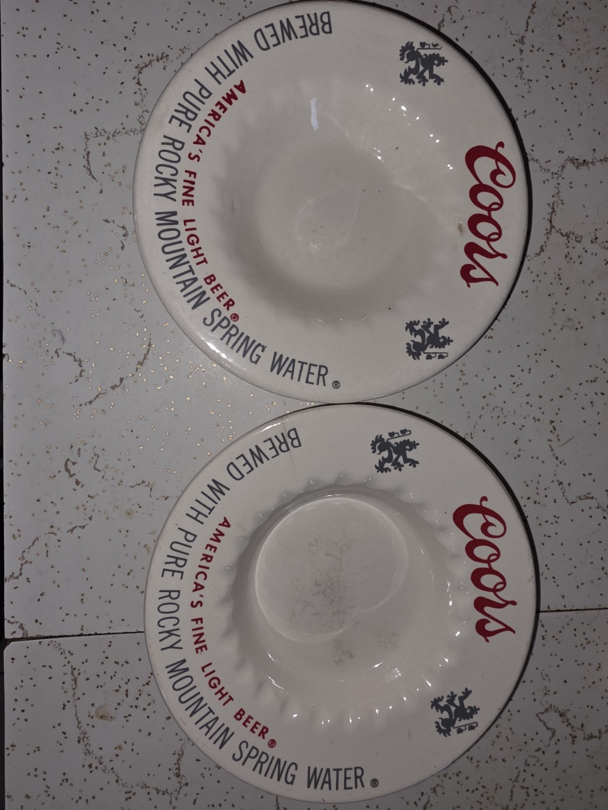 2 Vintage 1970\'s Coors Beer Ceramic Ashtray