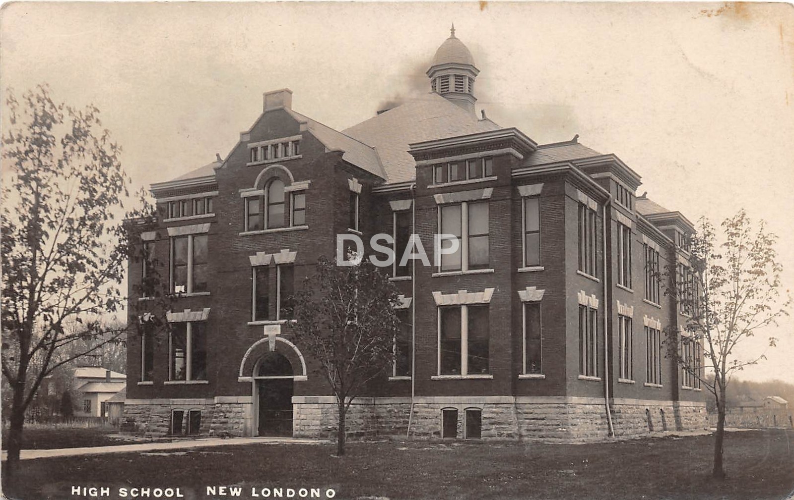 Ohio Postcard Real Photo RPPC c1910 NEW LONDON High School Building