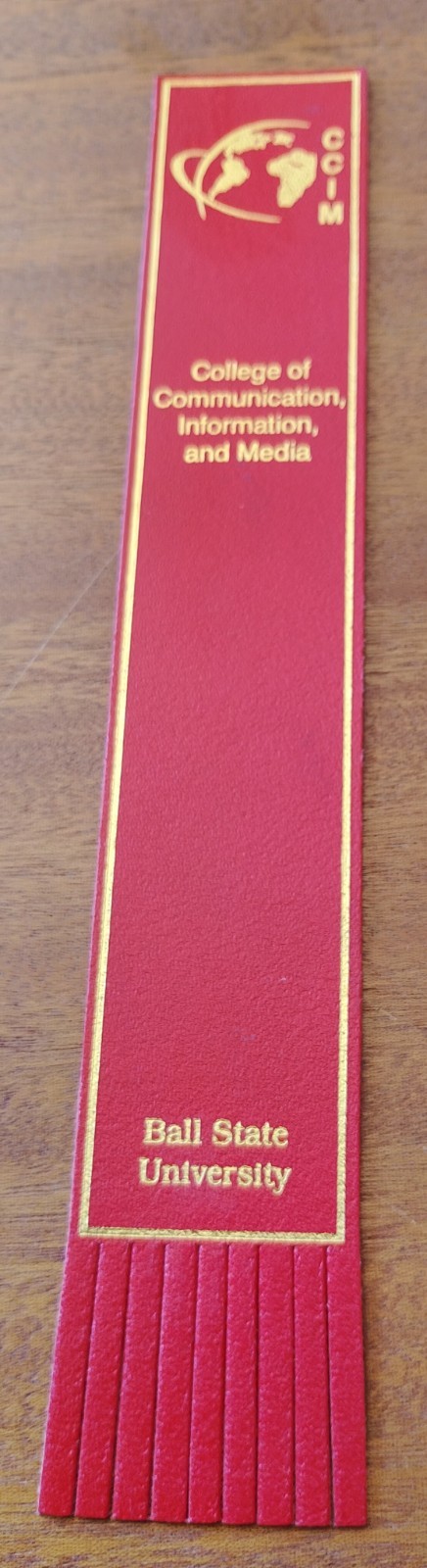 Ball State University 🎓 CCIM Indiana USA Red Leather Bookmark VINTAGE B27