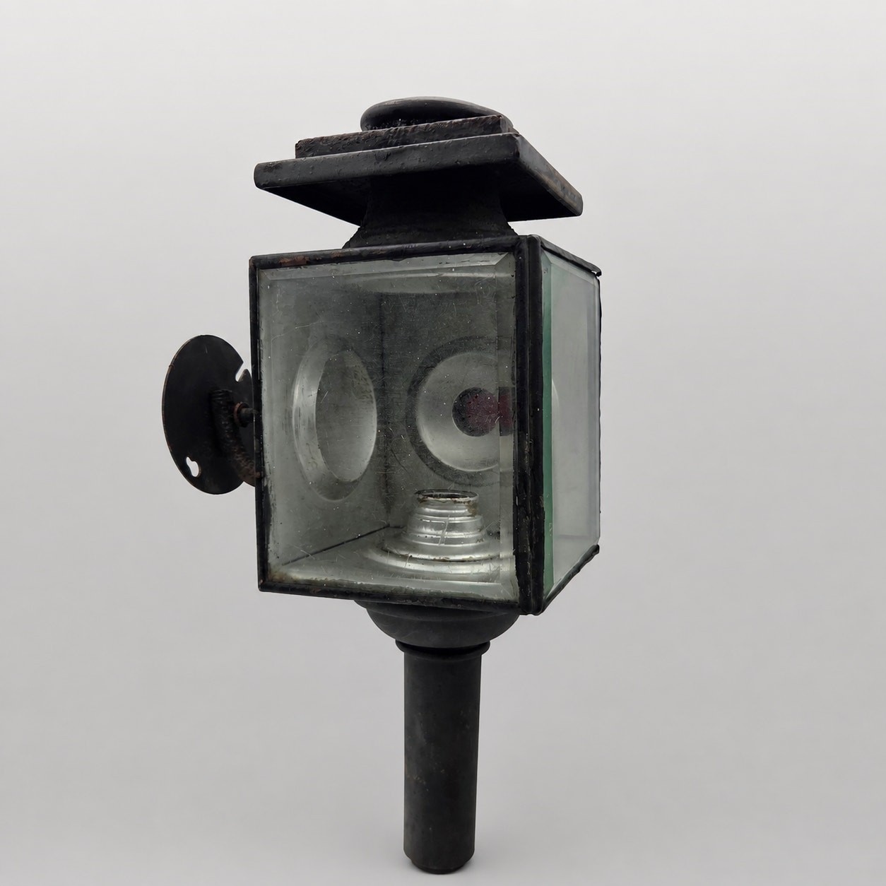 Antique 1890s-1910s Carriage Buggy Spring Candle Side Lamp Red Lens 15\