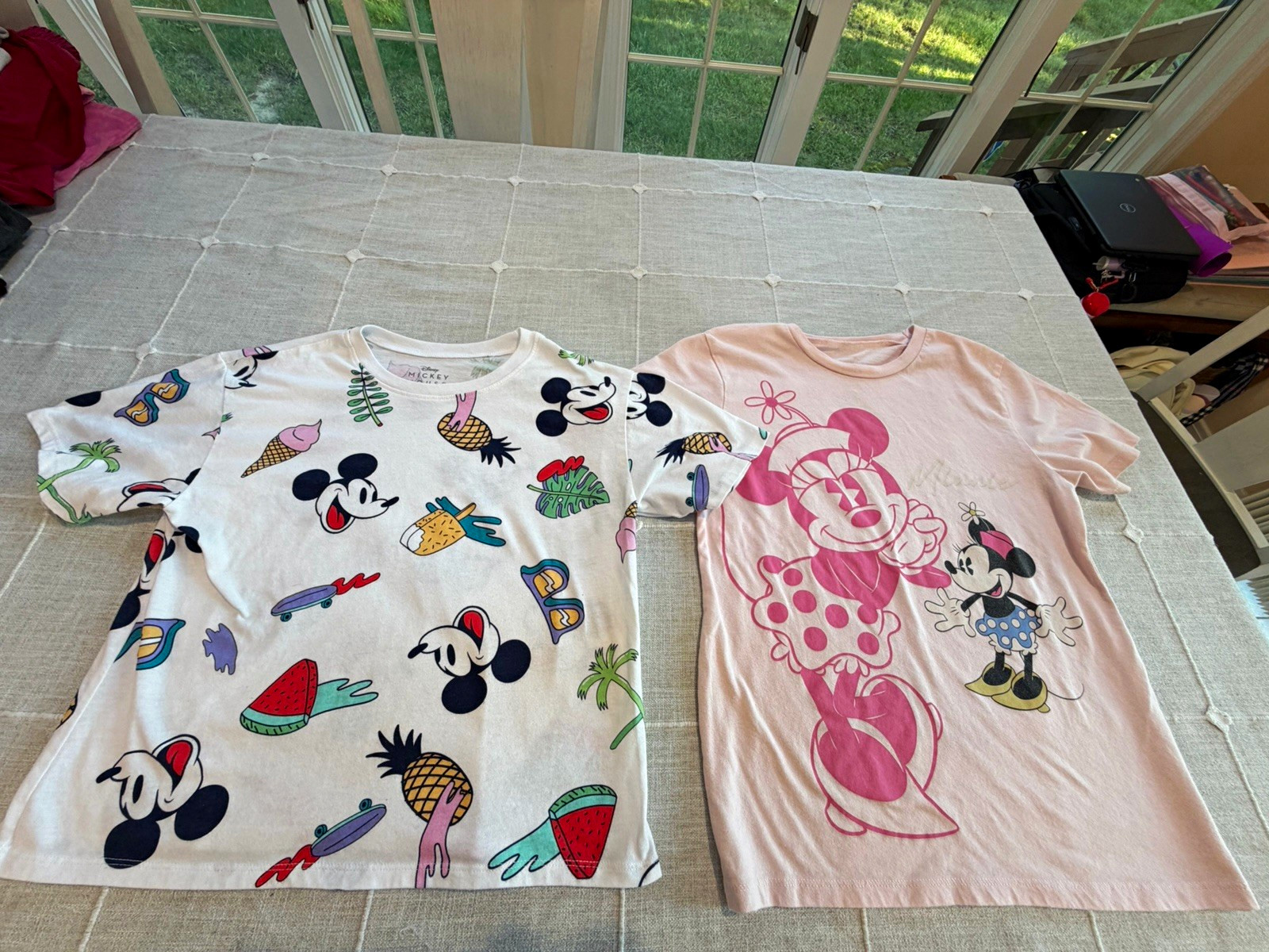 Disney Kids Girls Mickey Mouse Print White Tee & Minnie Mouse Pink Tee Lot of 2