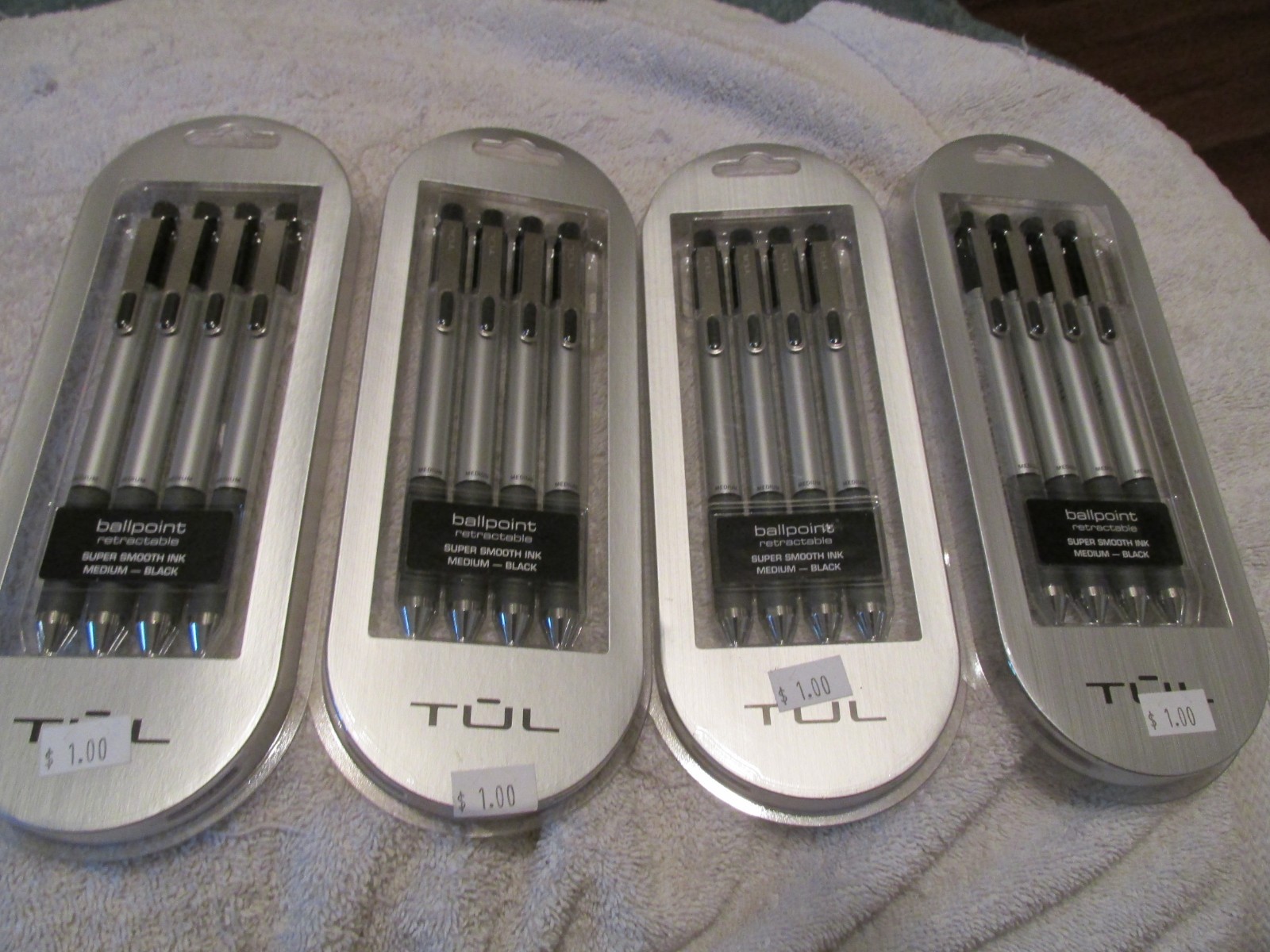 LOT New TUL BP3 Series Ballpoint Retractable Pens 1.0mm Medium Black Ink 4 Packs