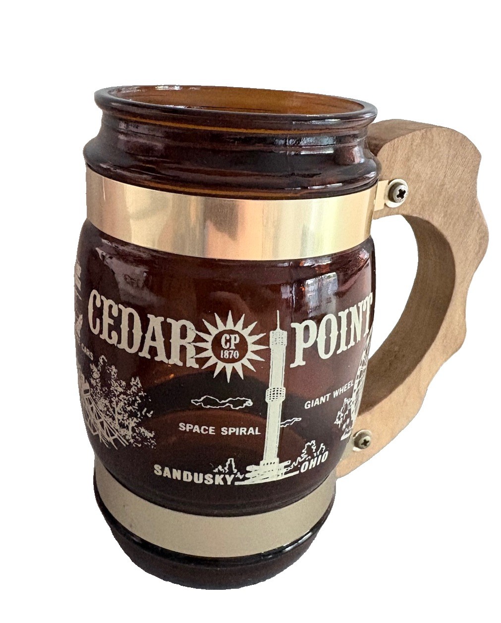 Cedar Point Vintage Souvenir Mug 70s Siesta Ware Glass Ohio Roller Coasters