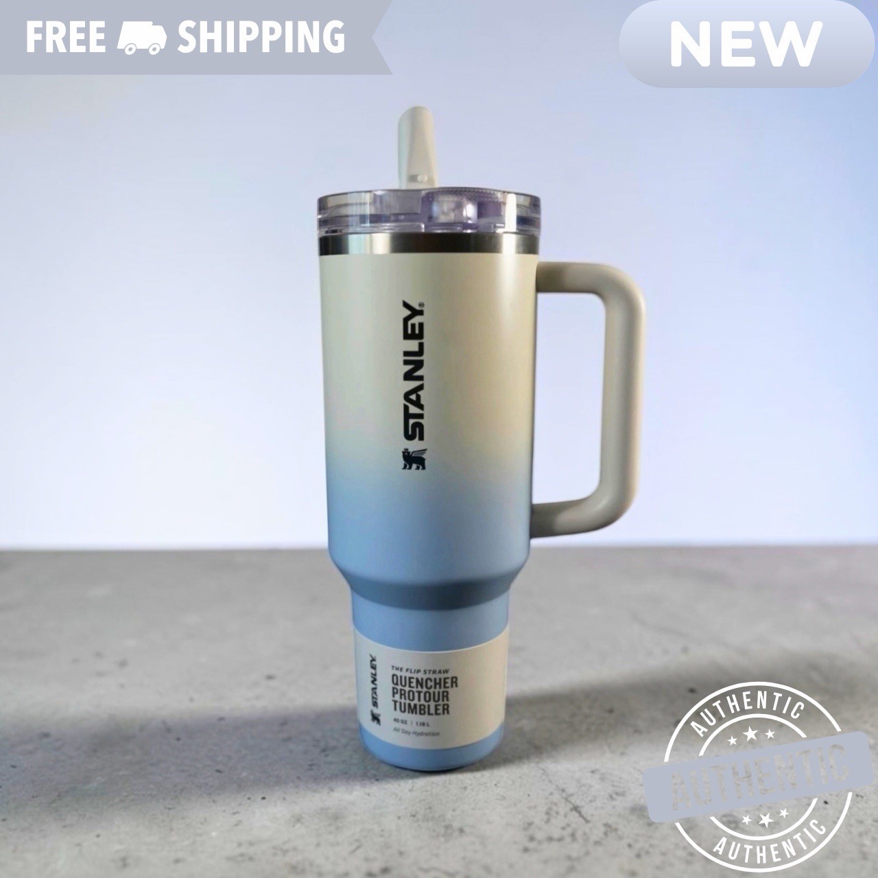 💙 NEW Stanley Quencher ProTour 40oz Flip Straw Tumbler Blue Gradient Ombre