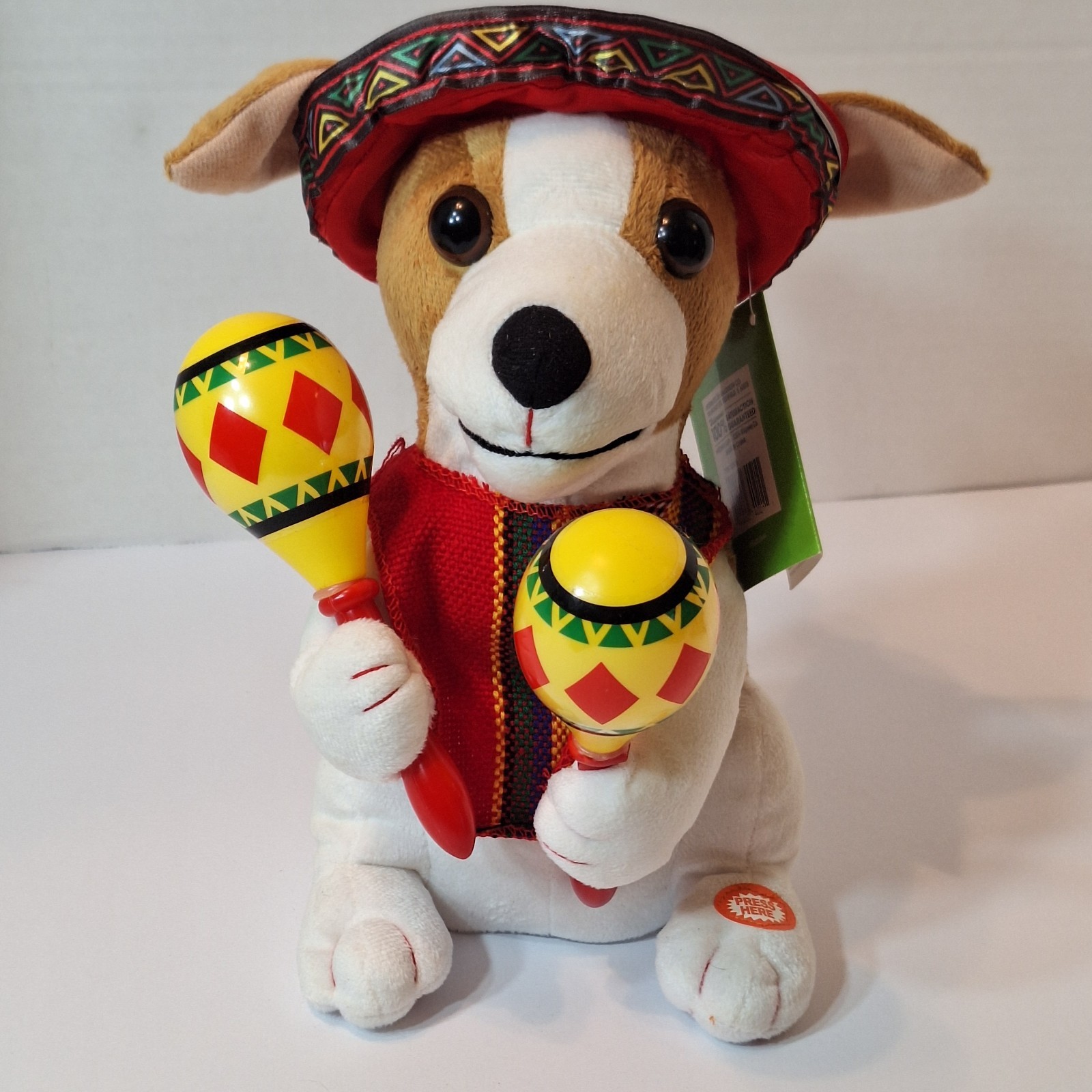 Be Jolly Musical Christmas Animated Spanish Singing Plush Puppy With Maracas NWT
