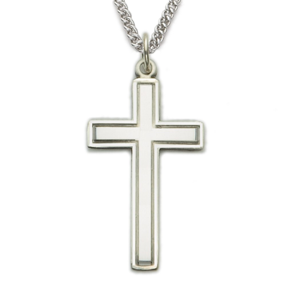 Men's 925 Sterling Silver Classic Cross Christian Pendant Medal Necklace