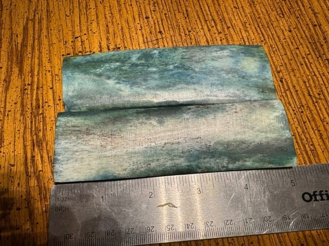 BEAUTIFUL GREEN COLORED BONE KNIFE HANDLE MATERIAL BLANK SCALES