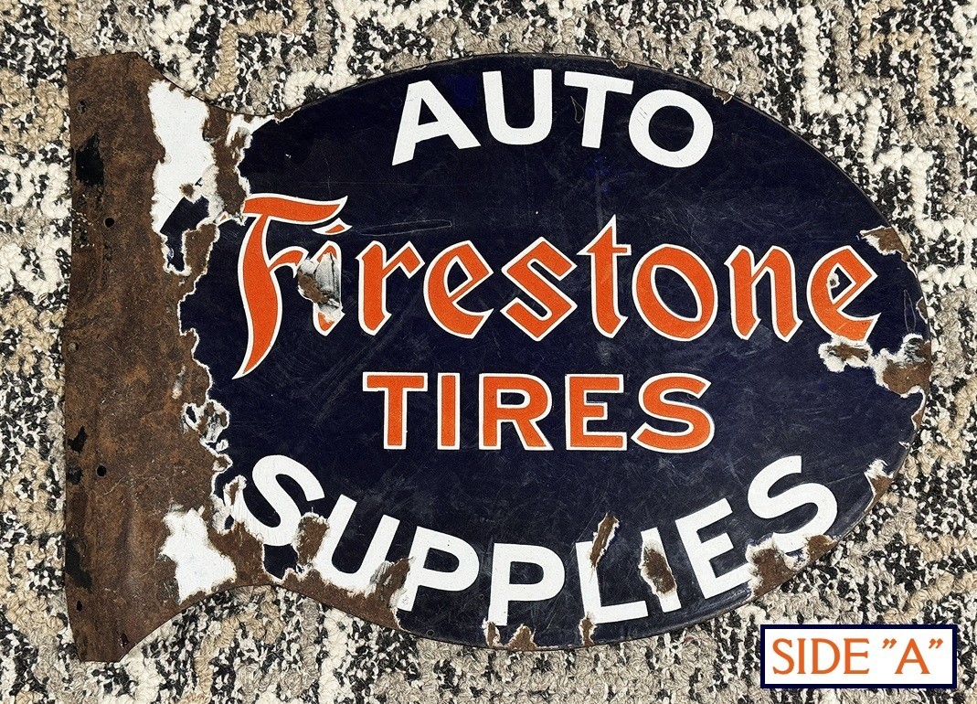 ⭐️ FIRESTONE ⭐️ Vintage PORCELAIN SIGN ⭐️ 1940s-50s ⭐️ approx 23\