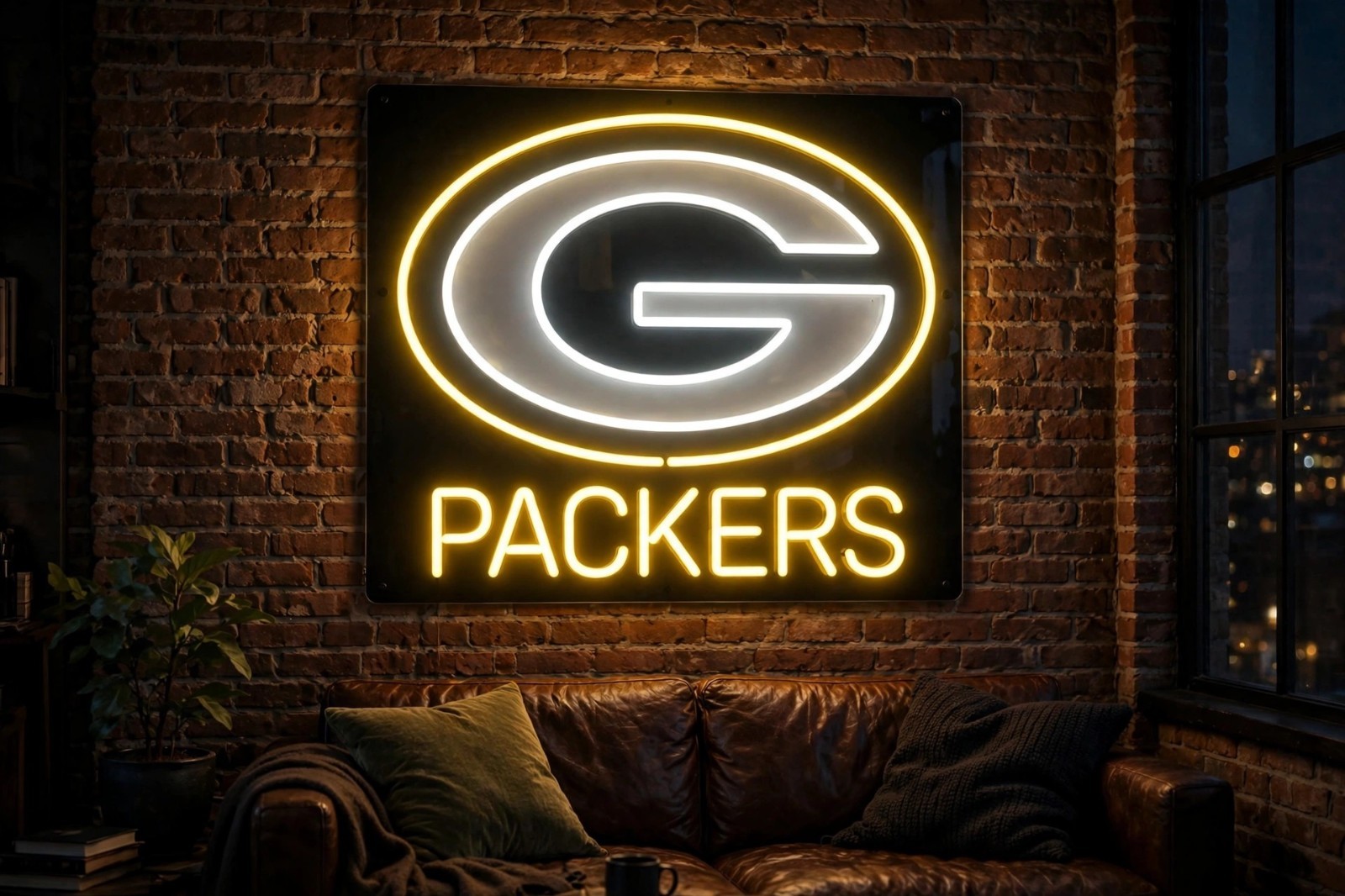 Green Bay Packers LED Neon Sign With Dimmer USB Powered Adjustable Light