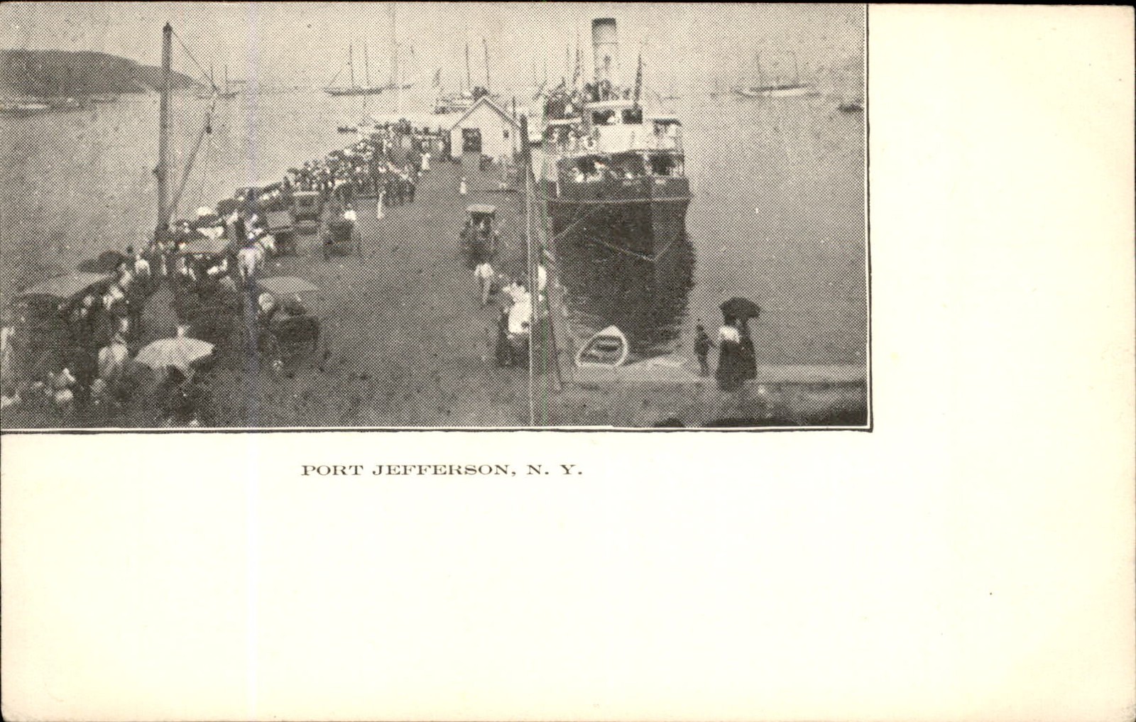 Port Jefferson New York NY Harbor Pier c1900s-10s Vintage Postcard bhn