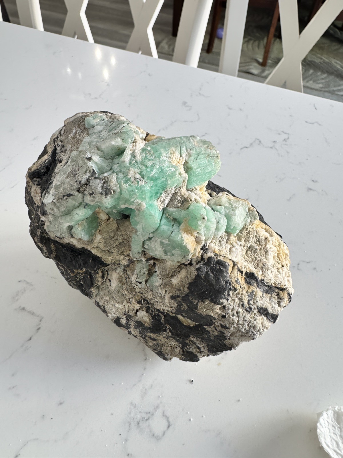 Natural Colombian Emerald Matrix Specimen Gem Green Crystals Calcite