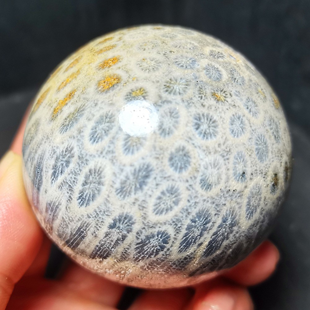 Rare 319G Natural Polished Colorful Coral Jade Crystal Ball Healing A65