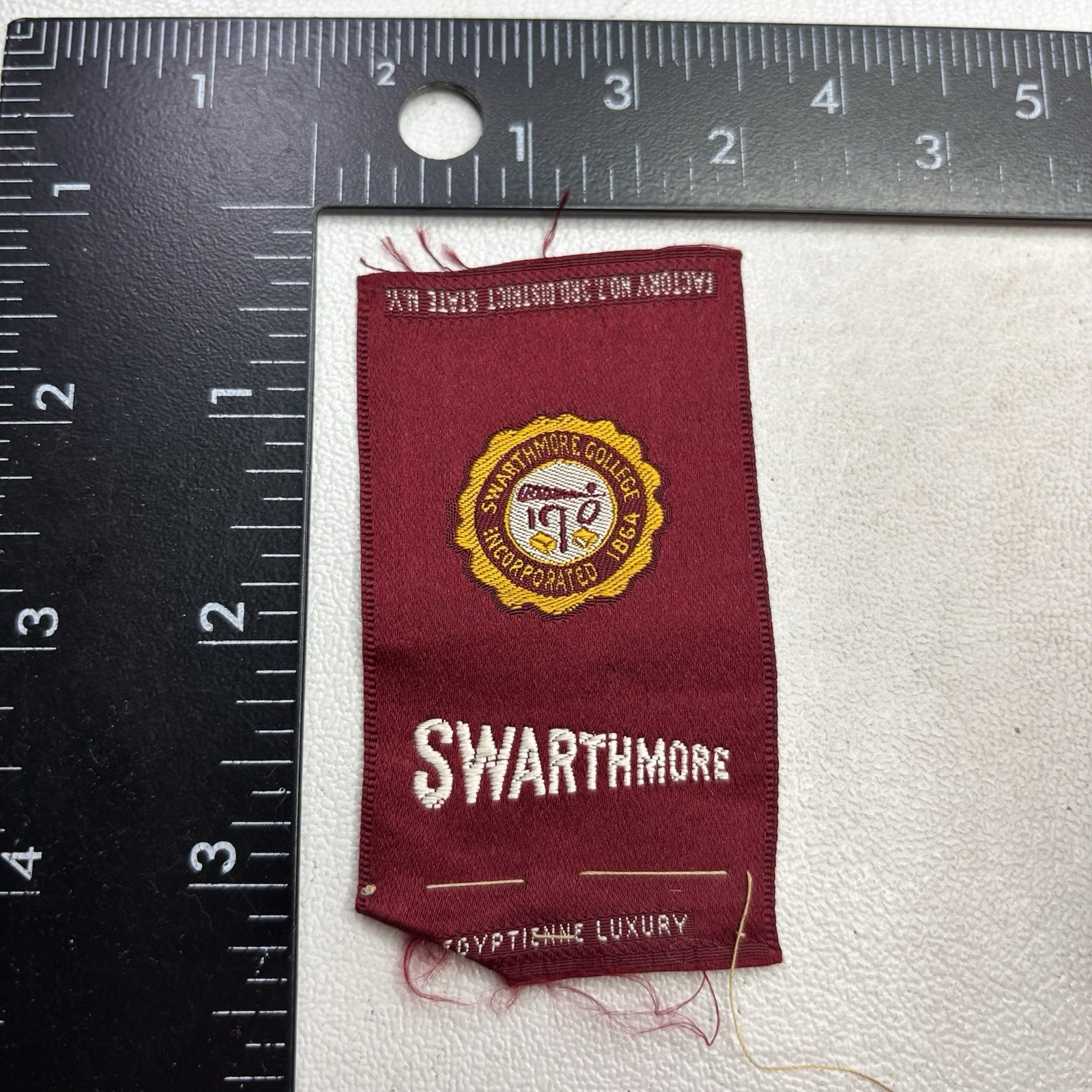 Vtg c 1910s SWARTHMORE UNIVERSITY Silk Patch Cigarette Tobacco Premium 502T