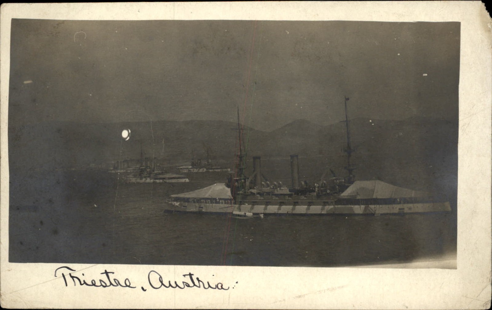 Trieste Harbor Ships c1900s-10s Real Photo Vintage Postcard bhn