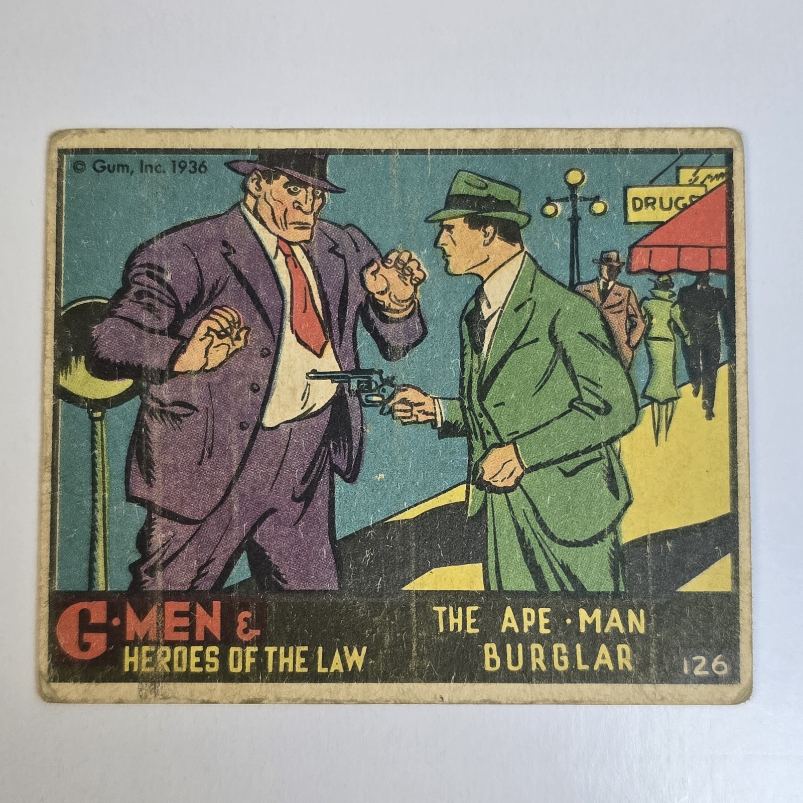 G-Men & Heroes of the Law Gum Inc, #126 The Ape-Man Burglar Vintage 1936