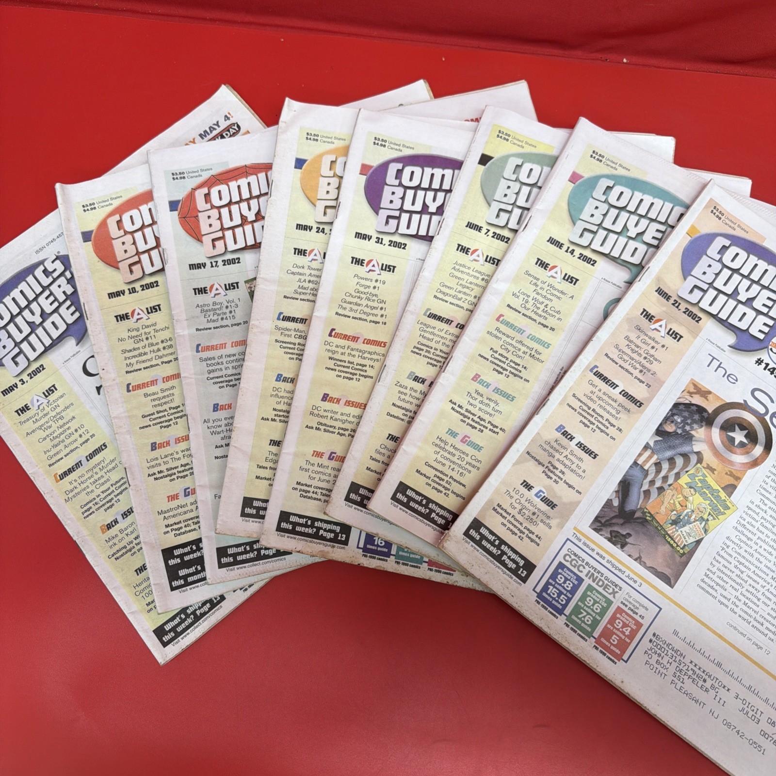 Comics Buyer’s Guide Lot of 8 #1485-1492 Consecutive Issues May-June 2002. *109