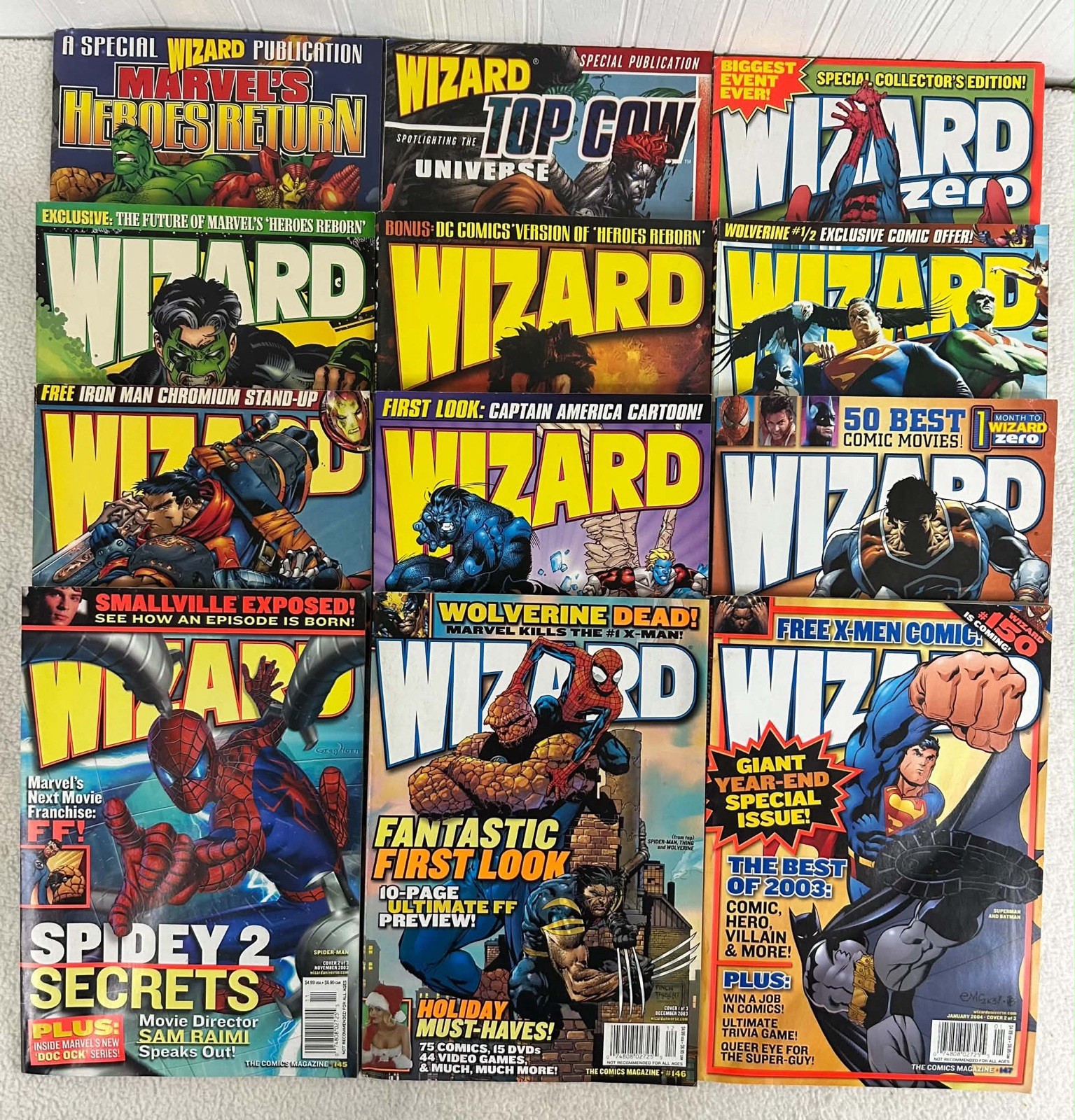 Vtg WIZARD Magazine Lot of 12 (1997-2004) Alex Ross JLA Madureira X-Men