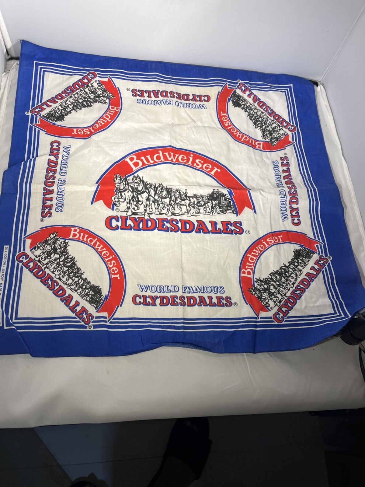Vintage Budweiser World Famous Clydesdales Bandanna Beer Bar L