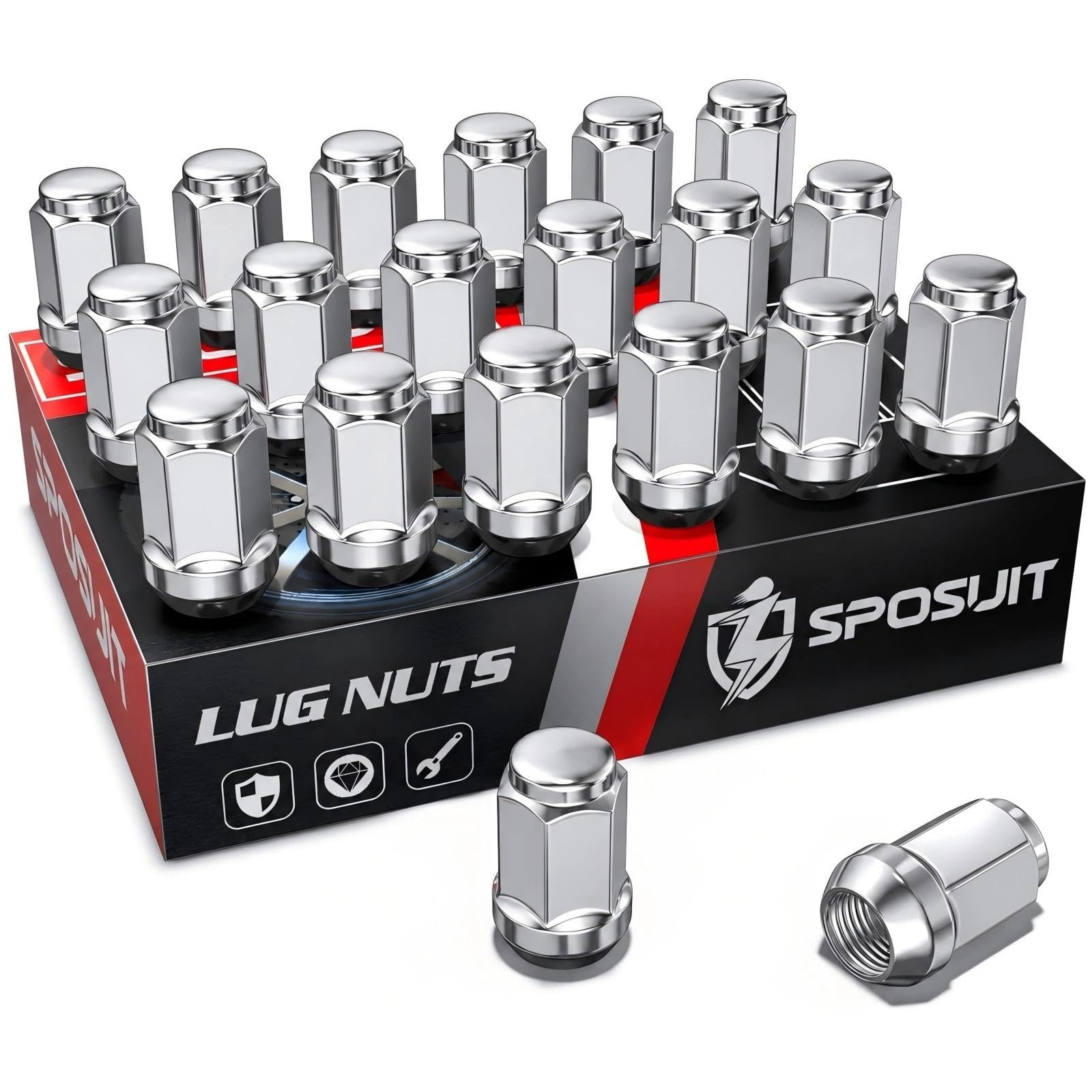 Sposuit 20 Pcs M12x1.5 Chrome Lug Nuts, 19mm Hex - Replacement for Buick