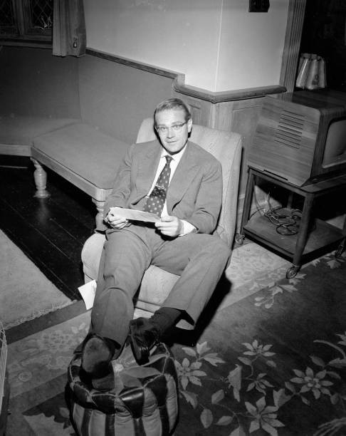 Czechoslovakian athlete tennis player Jaroslav Drobny relaxes at home Old Photo