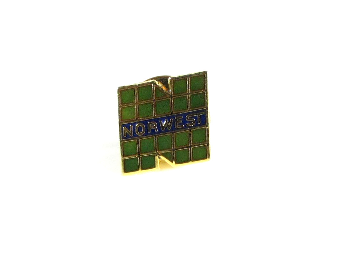 Vintage Norwest Bank Logo Enamel Lapel Pin Gold Tone Corporate Banking