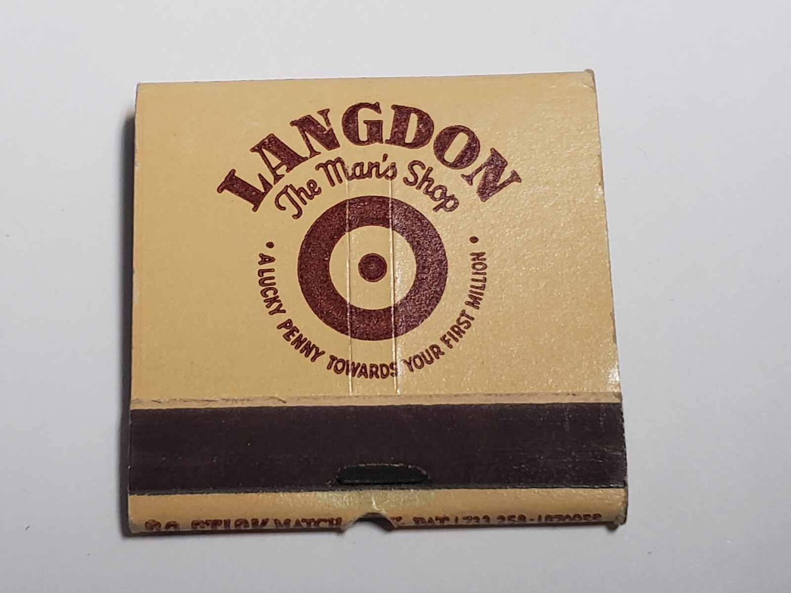 Vtg 1960s Matchbook - LANGDON The Man's Shop NY w/ Penny Slot - NEW
