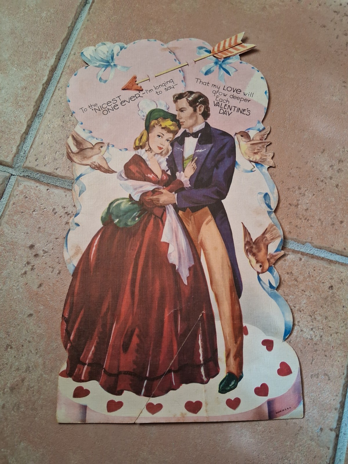  Large Vintage  Valentine - Made in USA - Sweetheart  Mid Century 