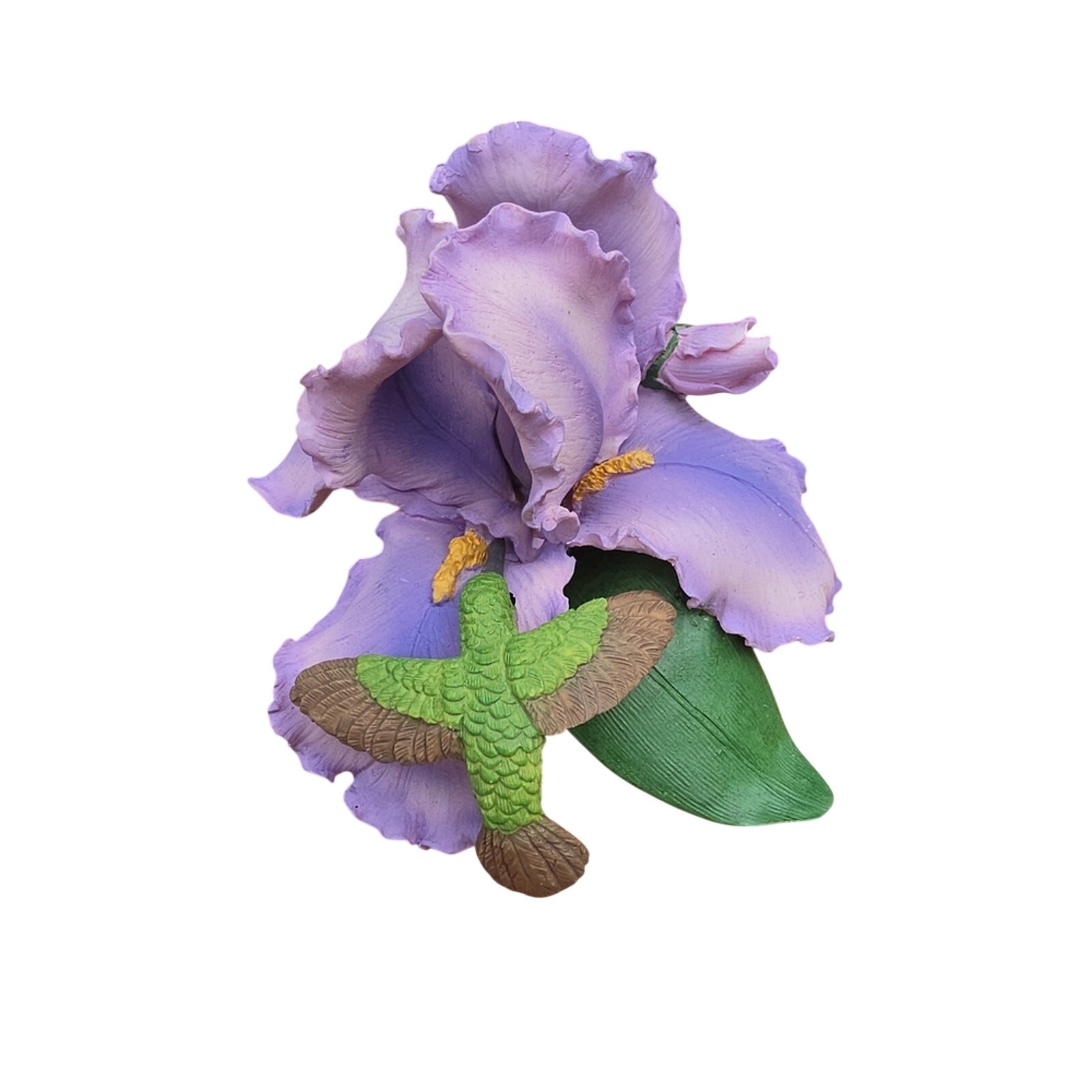 Vtg Westland Giftware Hummingbird & Purple Iris Porcelain Figurine #3262