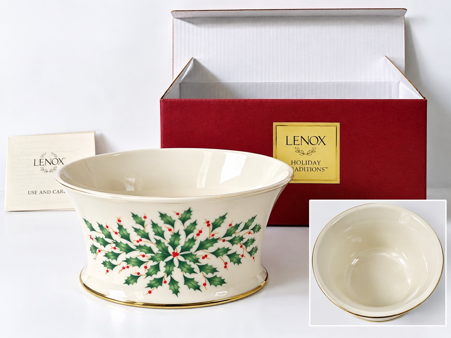 Lenox Dimension Collection Holiday Oval Cachepot Centerpiece Christmas New Box