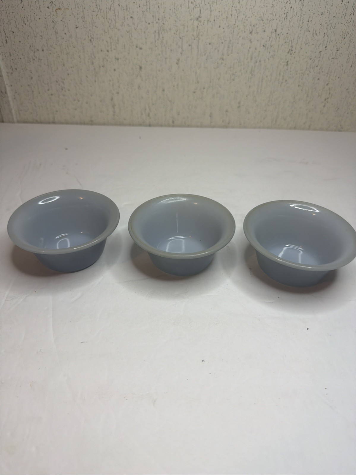 Vintage French Blue Milk Glass GLASBAKE 286 Ramekins Custard Flan EUC Lot Of 3
