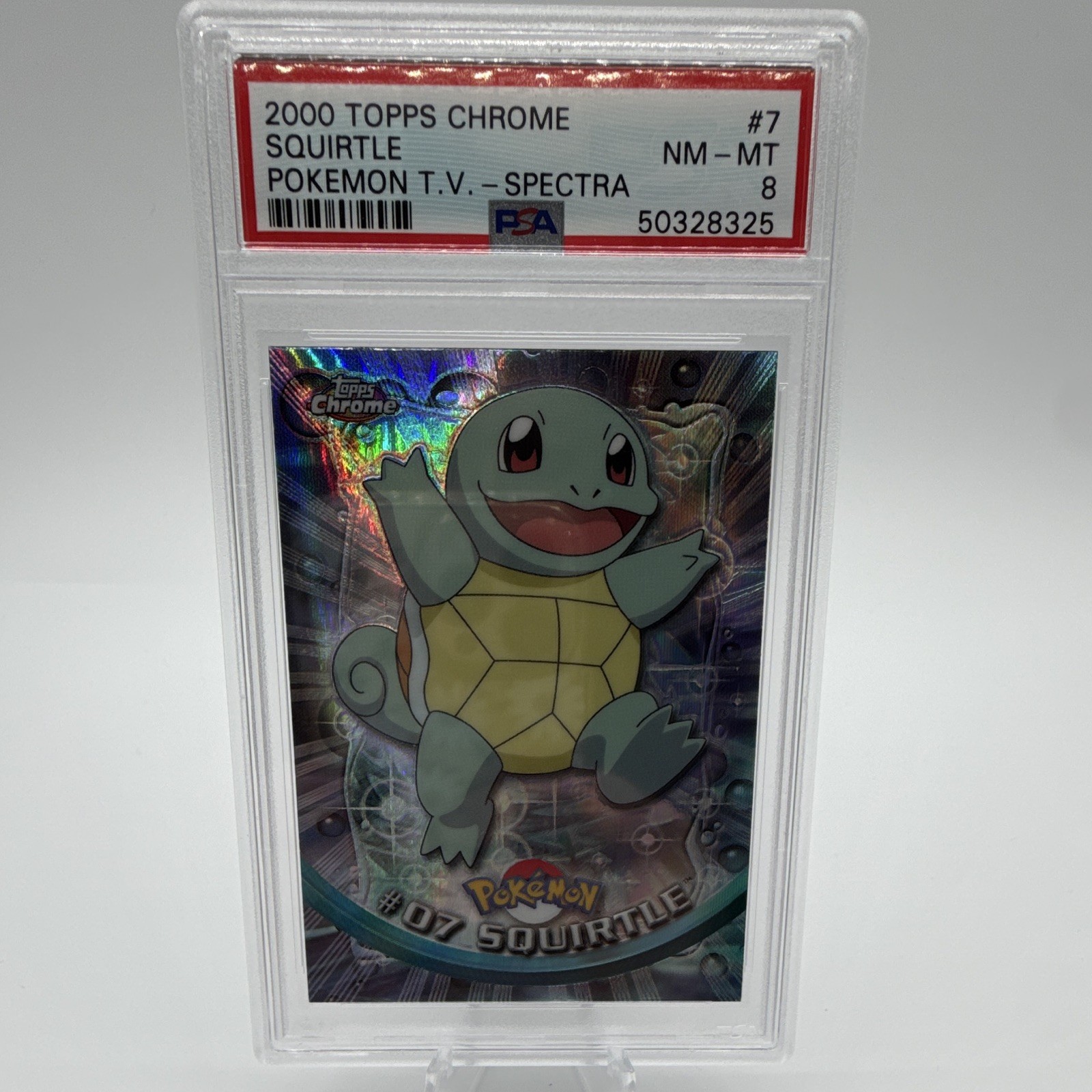Topps 2000 Chrome Pokémon T.V. Spectra-Chrome Squirtle #7 PSA 8 (50328325)