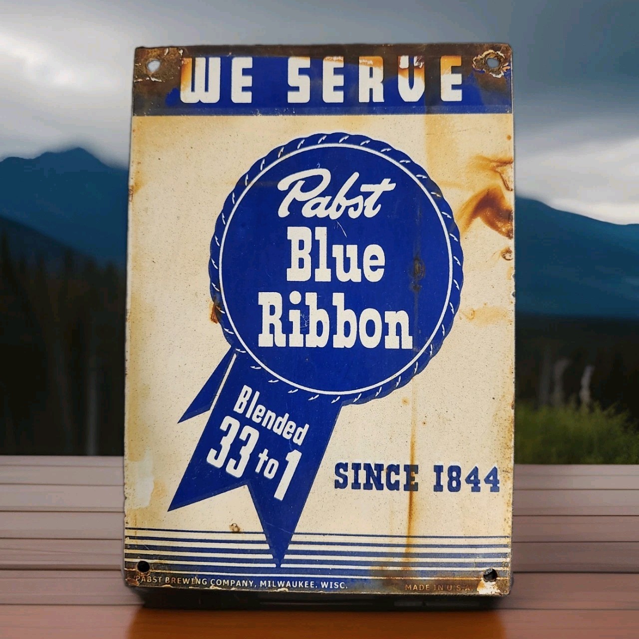 Vintage Pabst Blue Ribbon Beer Sign Porcelain Iroquois Schlitz Redtop Jax Piel\'s