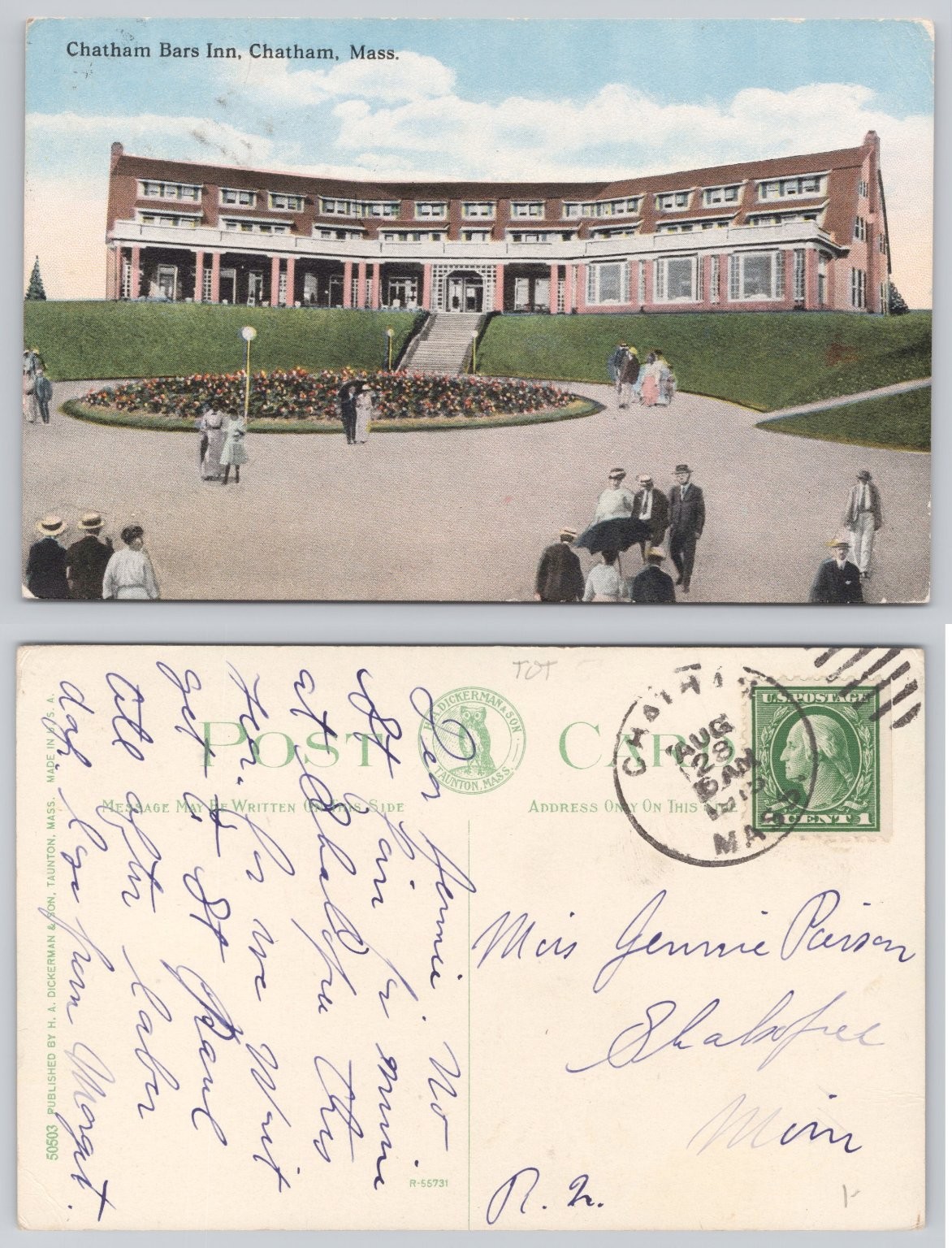 Chatham Bars Inn Chatham Mass Postcard 1910s H.A. Dickerman & Son Vintage