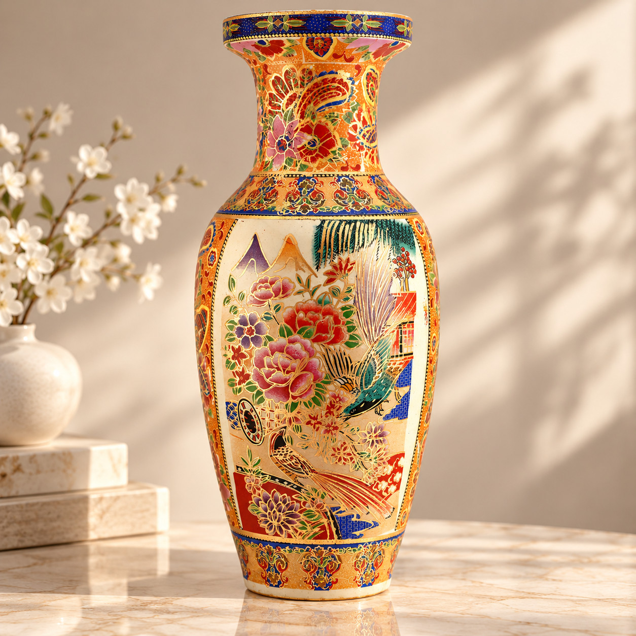 Vintage Japanese Satsuma Style Vase 14