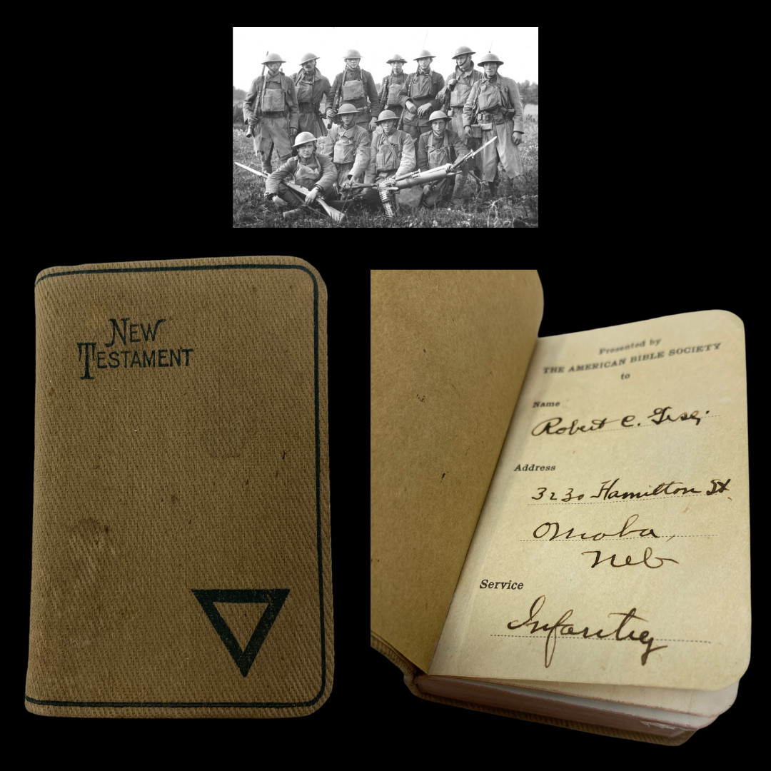 RARE WWI Named A.E.F. Infantry Soldier\'s New Testament Bible Western Front Lines