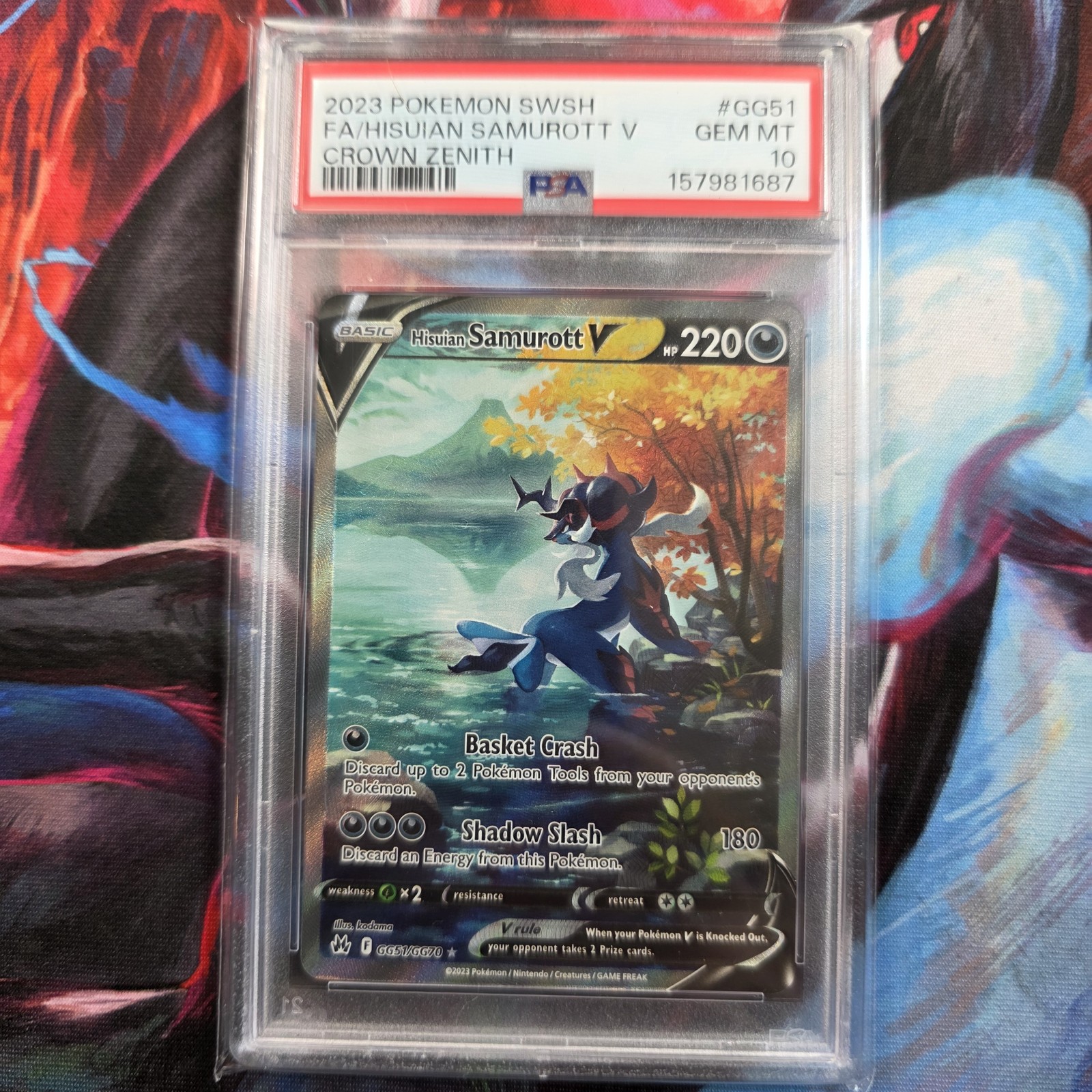 Pokemon Hisuian Samurott V FA SWSH Crown Zenith PSA 10 GG51 Holo TCG Card