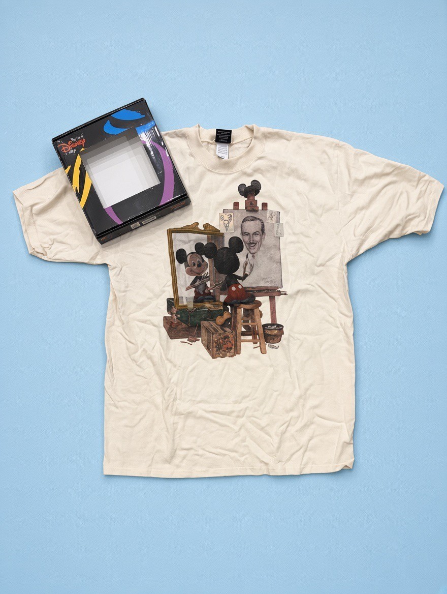 Vintage 90s Art of Disney Walt Mickey Self Portrait T Shirt Large Boxed WDW