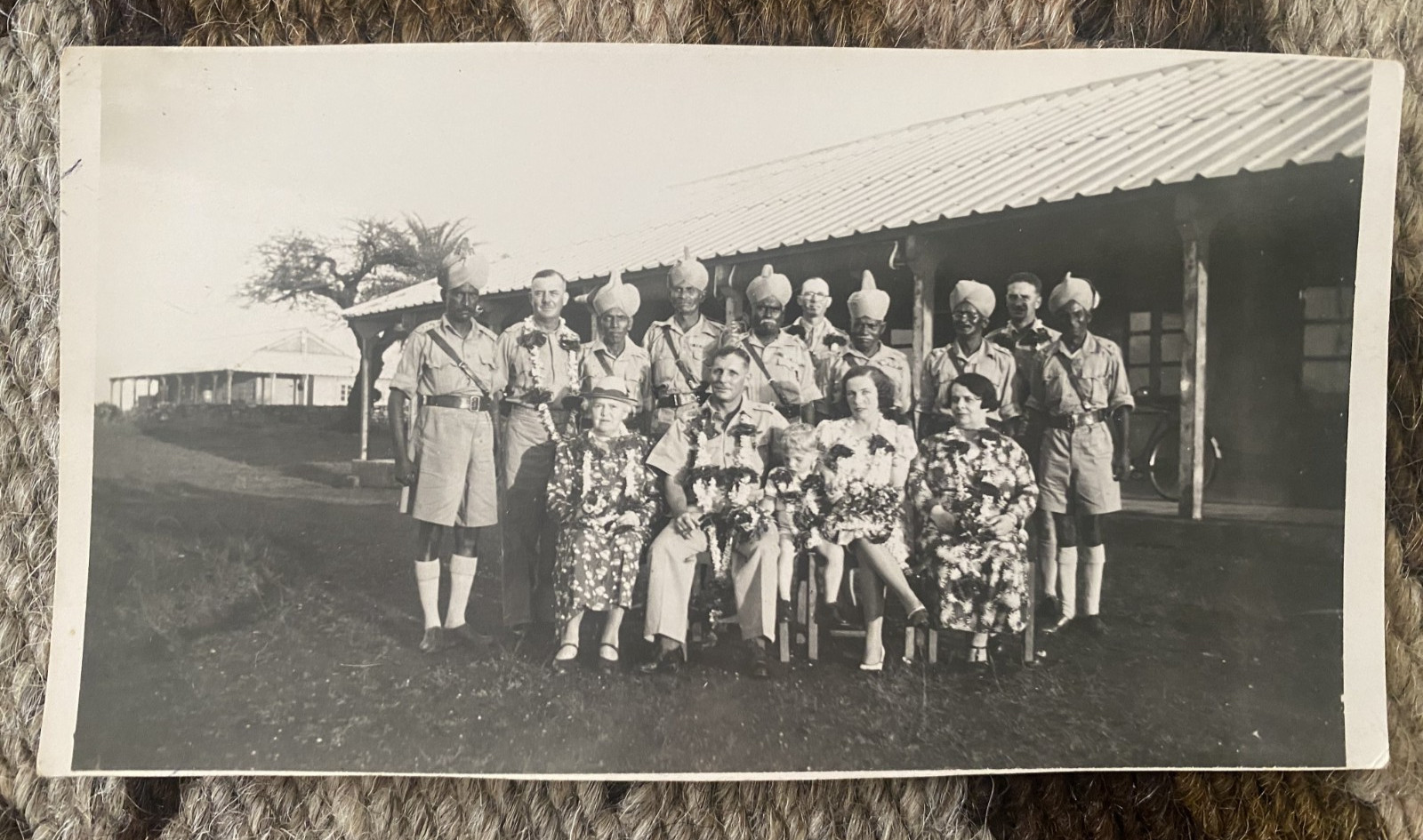 WWII British Indian Army Commanding Officer Family Photo Garlands Raj Bungalow